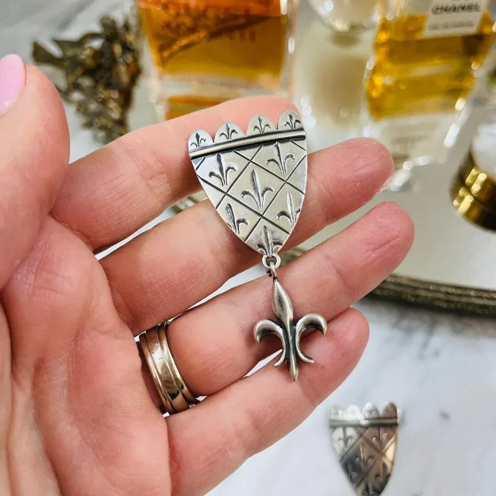 ❤️SOLD❤️VTG Sterling Fleur-de-lis earing's designed Jacqueline Barnett - Picture 3 of 6